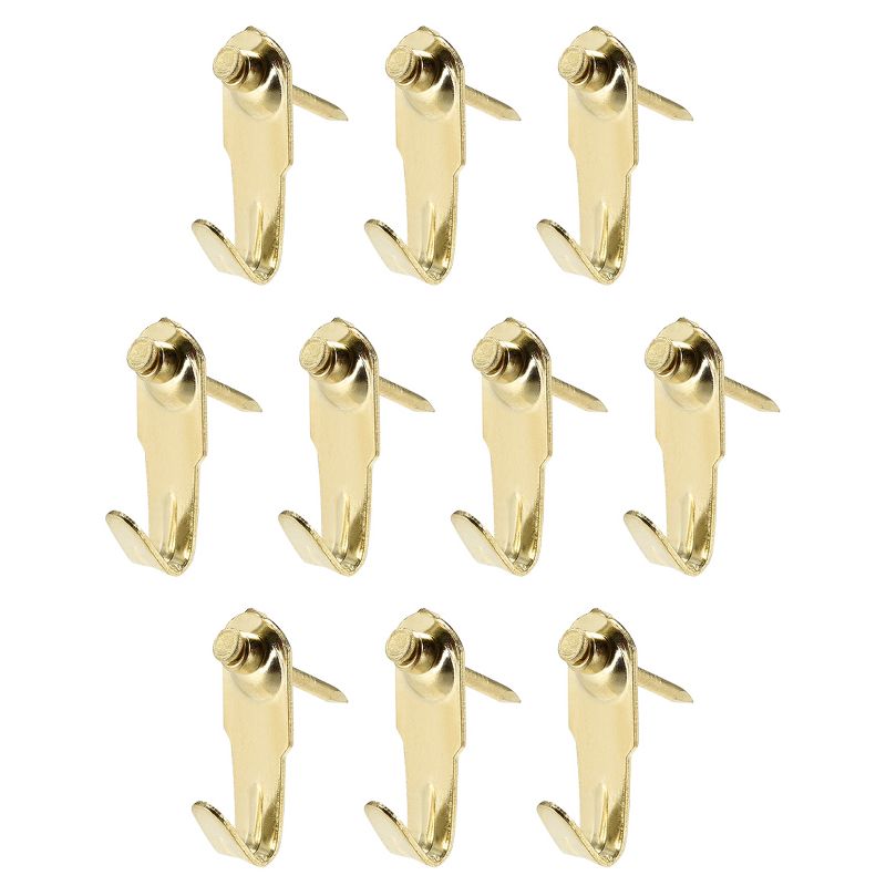 Unique Bargains Photo Frame Hanging Hooks Kit with Nails for Wall Mounting Brassy 0.94" x 0.35" 30 Pcs, 1 of 4