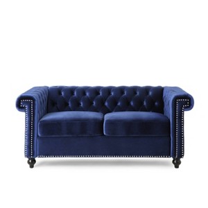 Brinkhaven Modern Glam Tufted Velvet Loveseat with Nailhead Trim - Christopher Knight Home - 1 of 4
