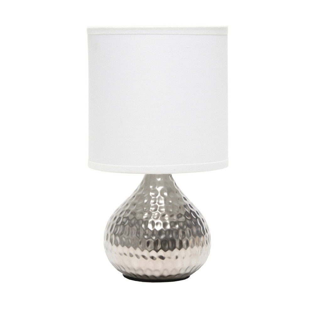 Photos - Floodlight / Street Light Hammered Drip Mini Table Lamp with Fabric Shade White/Silver - Simple Desi