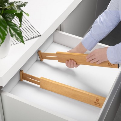 Natural Bamboo Adjustable Drawer Dividers 17-22" - 4-Pack