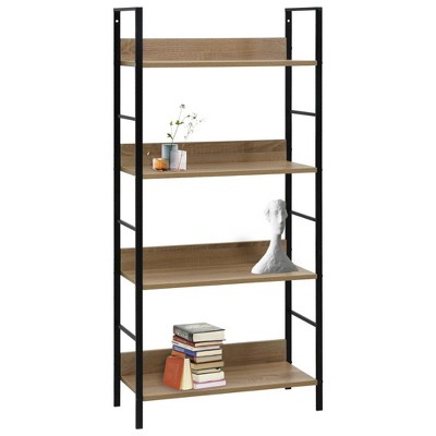 vidaXL Book Shelf Storage Bookcase Rack Organizer Furniture Engineered Wood - Oak and Black 49"