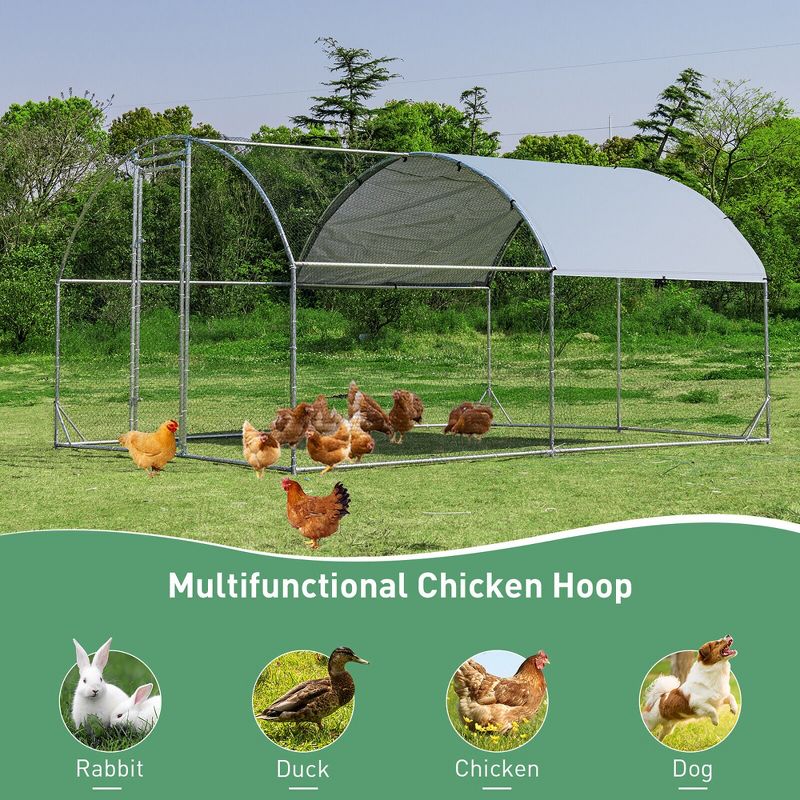 Tangkula Large Metal Chicken Coop Outdoor Galvanized Dome Cage w/ Cover 9 ft x 12.5 ft, 3 of 8