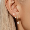 Gold Plated Dangle Earrings Set - Flower, Moon & Cross Huggie Hoop Stacks, Hypoallergenic Trendy Jewelry Gift - 3 of 4