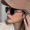 HTUTWOO Women's Metal Oval Frame gradual change Sunglasses UV400 for outdoor sports travel - 2 of 4
