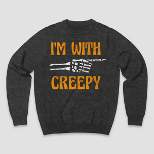 Men's I'm With Creepy Graphic Pullover Sweatshirt - Charcoal Gray