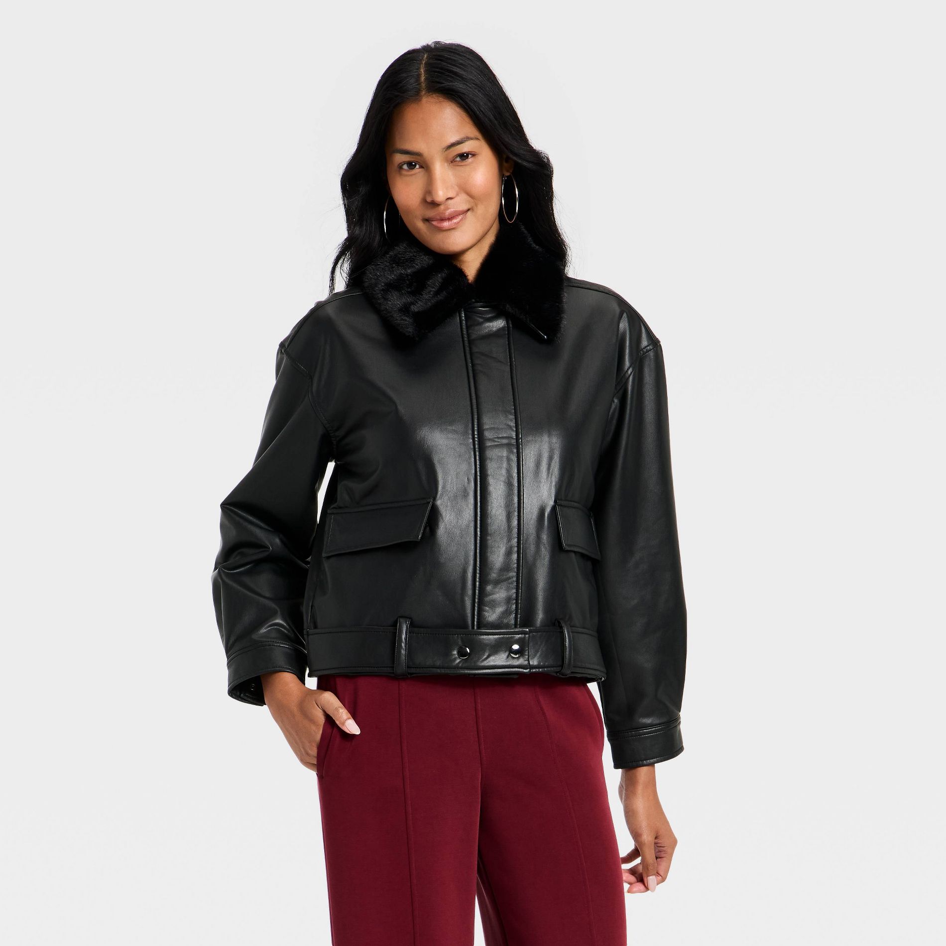 Women's Faux Leather Jacket - A New Day™ Black