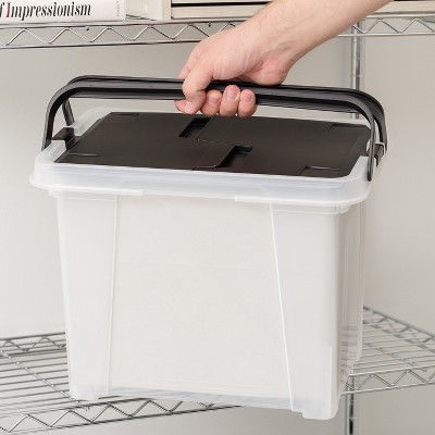 Clear and Black Portable File Box Organizer Set, 4-Pack