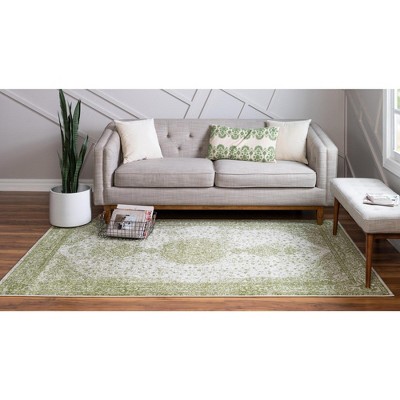 Green Medallion Synthetic Rectangular 9' x 12' Area Rug
