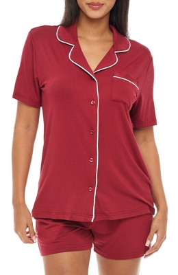 Women's Soft Cotton Knit Jersey Pajamas Lounge Set, Short Sleeve