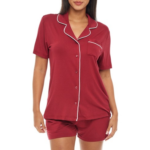 Women's 100% Cotton Pajama Set Short/Long Sleeved Pants/Shorts Soft Button  PJs Elastic Drawstring Waist Sleepwear