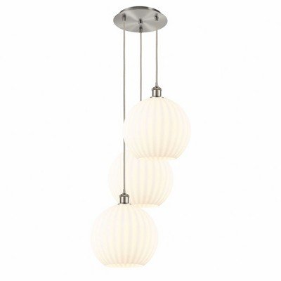 White Venetian - 3 Light Cord Hung Multi Pendant In Modern Style-39 Inches Tall and 18.5 Inches Wide