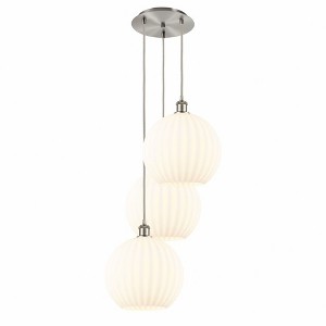 White Venetian - 3 Light Cord Hung Multi Pendant In Modern Style-39 Inches Tall and 18.5 Inches Wide - 1 of 1