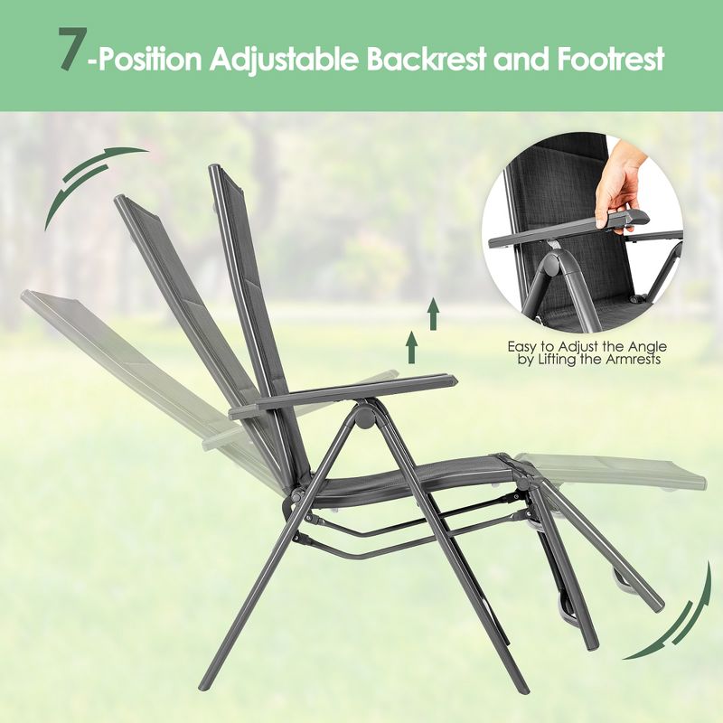 Costway Outdoor Foldable Reclining Padded Chair Aluminum Frame Adjustable, 5 of 11