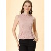 INSPIRE CHIC Women's Ruffle Neck Keyhole Back Sleeveless Floral Lace Peplum Blouses - 3 of 4