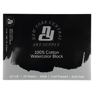 New York Central Watercolor Block, 140 lb Cold Press, 20 Sheets, Archival Watercolor Paper for Artists, Students, Gelatin Sized, Durable Water Color - 1 of 4