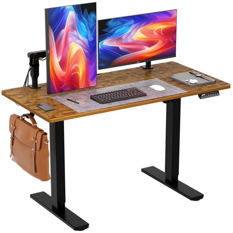 ErGear Height Adjustable Electric Standing Desk, 63 x 28 Inches Sit Stand up Desk, Large Memory Computer Home Office Desk with Two-Piece Desktop, 1 of 8