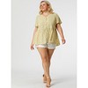 Agnes Orinda Women's Plus Size V Neck Ruffle Hem Short Sleeve Cinched Waist Floral Peplum Blouses - 3 of 4