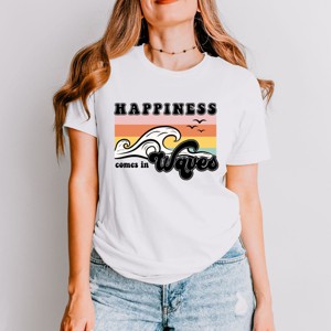 Simply Sage Market Happiness Comes In Waves Stripes Short Sleeve Tee - 1 of 4