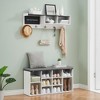 Hall Tree Shoe Bench Industrial 6 in 1 Coat/Shoe Rack with 5 Hooks - 3 of 4