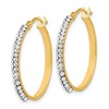 Black Bow Jewelry 2 x 25mm (1 Inch) 14k Yellow Gold with White Crystals Round Hoops - 2 of 4