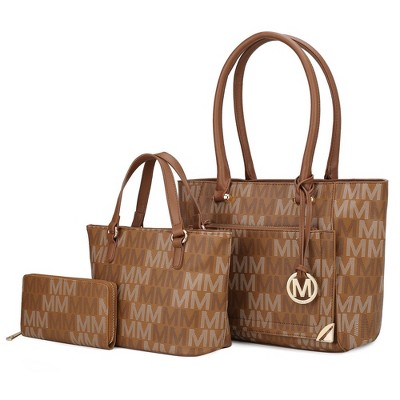 MKF Collection Lady II M Signature Large Tote, Small Tote & Wallet Set Vegan Leather, Stylish Women’s Handbag M Design by Mia K