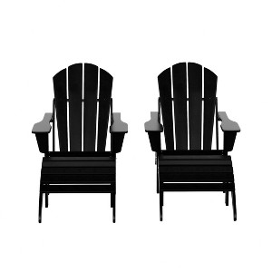 WestinTrends Malibu HDPE Outdoor Patio Folding Poly Adirondack Chairs with Ottomans (4-Piece Conversation Set) - 1 of 4