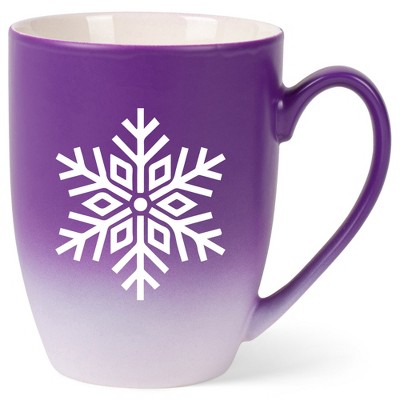 Elanze Designs N/A Two Toned Ombre Matte Purple and White 12 ounce Ceramic Stoneware Coffee Cup Mug