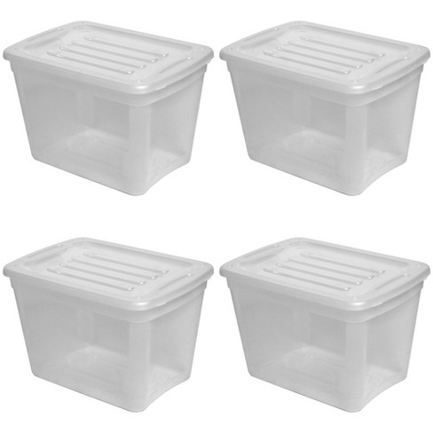 Really Useful Box 4 Liter Plastic Stackable Storage Container W/ Snap Lid &  Built-in Clip Lock Handles For Home & Office Organization, Clear (4 Pack) :  Target