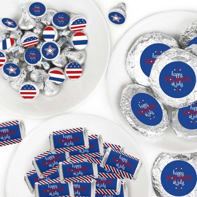 Big Dot of Happiness 4th of July - Mini Candy Bar Wrappers, Round Candy Stickers & Circle Stickers - Independence Day Candy Favor Sticker Kit -304 Pcs