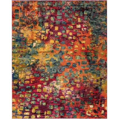 Vibrant Multi-Color Abstract Synthetic 8' x 10' Area Rug