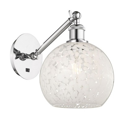 White Mouchette - 1 Light Arm Adjusts Up and Down Wall Sconce In Modern Style-10 Inches Tall and 8 Inches Wide