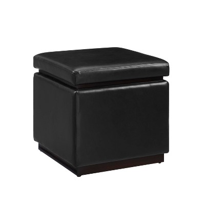 Lucinda Square Faux Leather Ottoman - Linon