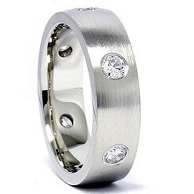 Pompeii3 Mens 14K White Gold 3/4ct Diamond Wedding Ring Band New