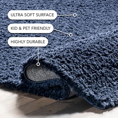 Marleen Plush Solid Blue Shag Rug 2' x 3'