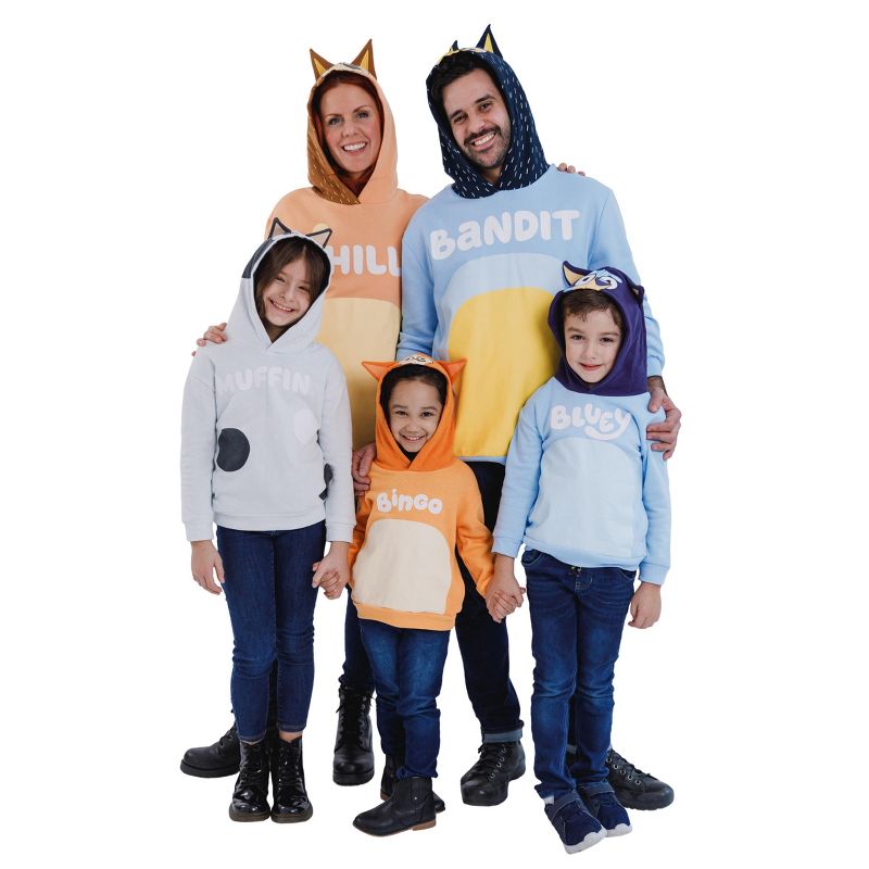 Bluey Bingo Dad Mom Fleece Matching Family Cosplay Pullover Hoodie Infant to Little Kid, 1 of 9