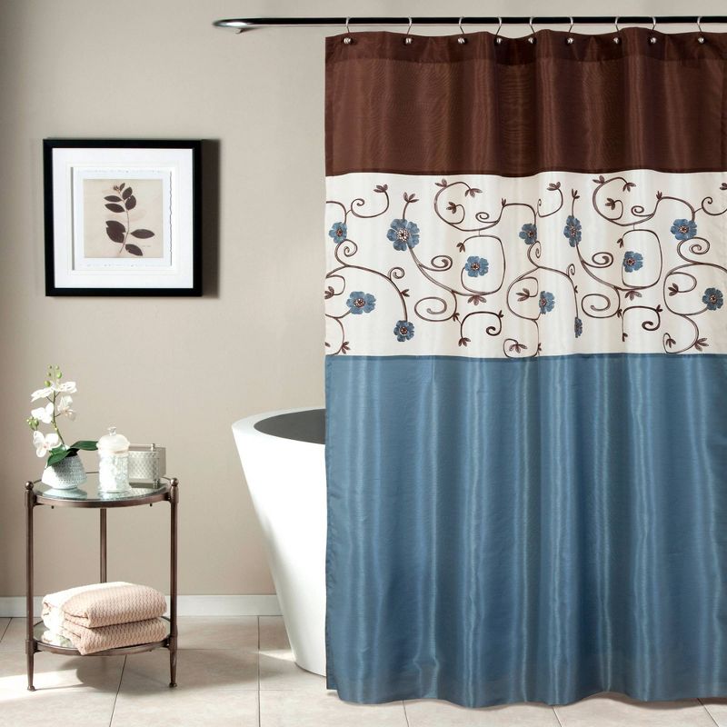 Royal Garden Shower Curtain Blue - Lush D&#233;cor, 1 of 8