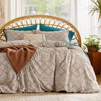 Bedsure | Solid Minimalist Embroidery Duvet Cover Set Cozy and Stylish Bedding Set
