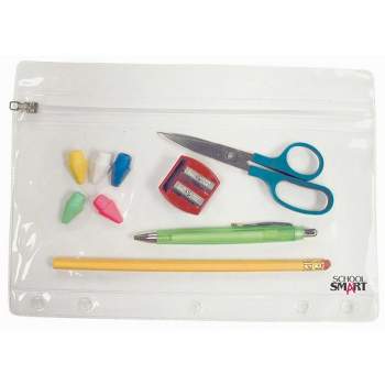 School Smart Zipper Binder Pouches , 7 x 10 Inches, Clear and White, Pack of 24