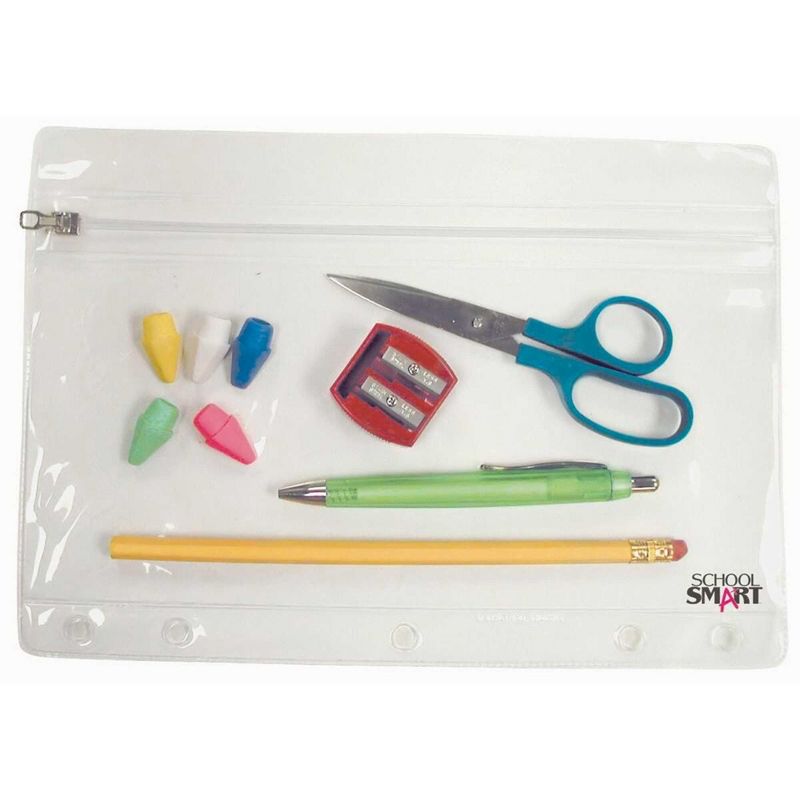 School Smart Zipper Binder Pouches , 7 x 10 Inches, Clear and White, Pack of 24, 1 of 7