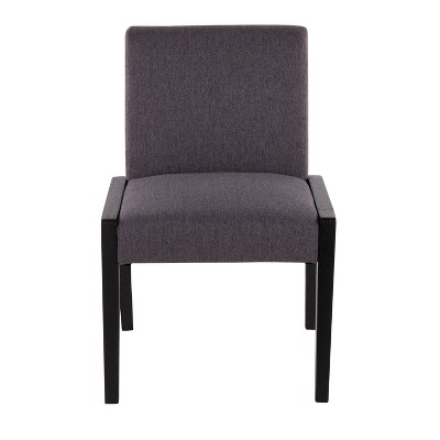 Set of 2 Black Wood and Grey Velvet Upholstered Dining Chairs