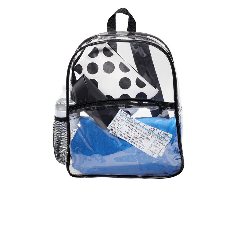 Port Authority Clear Transparent Backpack Great for Events, Travel easy visibility 15" - Clear/Black Event See-through for secuiry checks, 2 of 10