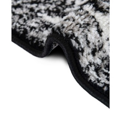 Black Rectangular Stain-Resistant Synthetic Area Rug