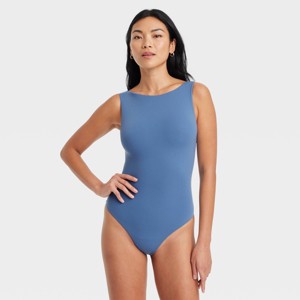 Women's Luxe Stretch Boat Neck Thong Bodysuit - Auden™ - 1 of 4