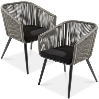 Best Choice Products Set of 2 Indoor Outdoor Patio Dining Chairs Woven Wicker Seating Set 250lb Capacity