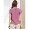Allegra K Women's Stand Collar Petal Sleeve Keyhole Neck Elegant Work Office Blouse Top - 4 of 4