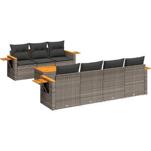 vidaXL Garden Sofa Set Grey PE Rattan Large Adjustable Feet - 1 of 4