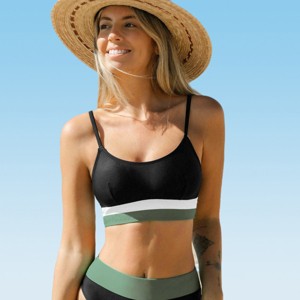 Women's Colorblock Scoop Neck Tank Bikini Bralette Top Swimsuit - Cupshe - 1 of 4