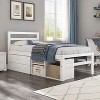 NicBex Twin Wood Platform Bed Frame with Removable Shelves and 2 Storage Drawers,Soild Wood Bed Frame with Headboard,Easy Assembly,White - 2 of 4