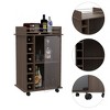 Vynxaria Bar Serving Carts, Light Gray Two-Tier Cabinet with Glass Door and Six Cubbies - 3 of 4