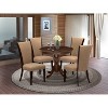 HomeStock 5-Piece Round Mahogany Finish Solid Wood Top Dining table with 4-Chairs - 2 of 4